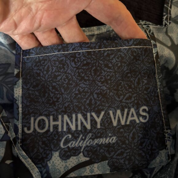Johnny Was Blue Nylon Silky Tote Bag - Picture 8 of 13
